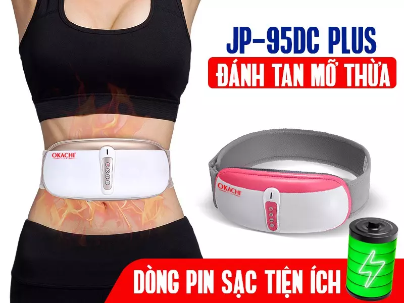 Máy massage bụng rung lắc hồng ngoại Okachi JP-95DC Plus pin sạc3