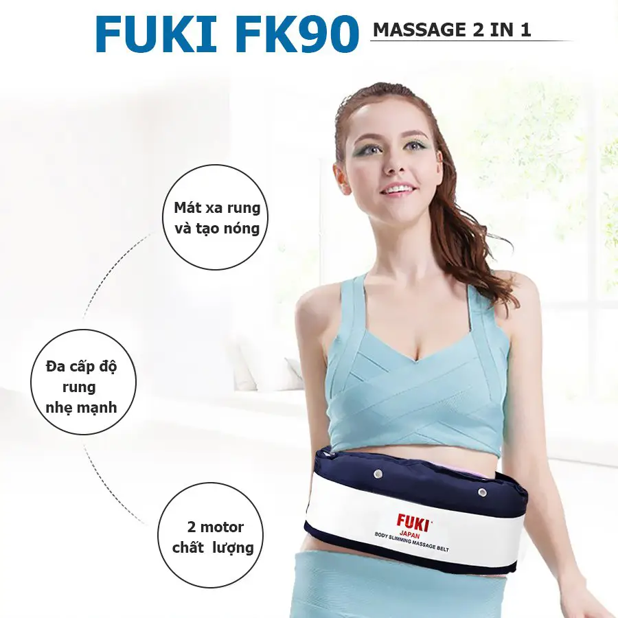 Máy massage bụng FUKI Nhật Bản FK90 Vải Dù dòng cao cấp (xanh đen)7