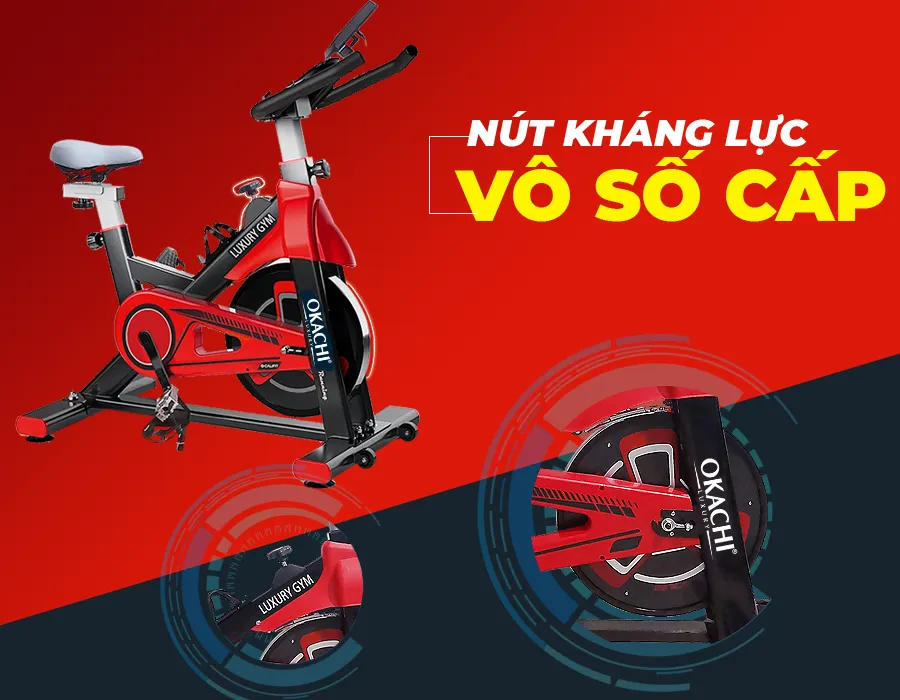 Xe đạp thể dục Okachi Luxury JP-390A (màu Đỏ)3
