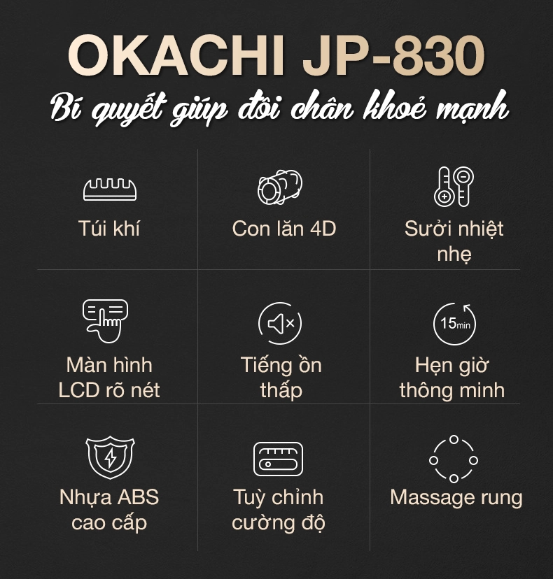 Máy massage bàn chân bắp chân OKACHI JP-8304