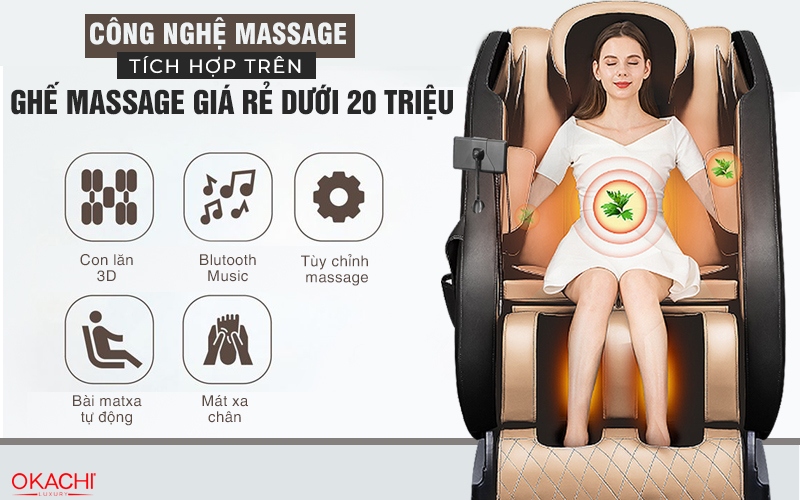 Công nghệ massage được tích hợp trên ghế massage giá rẻ dưới 20 triệu