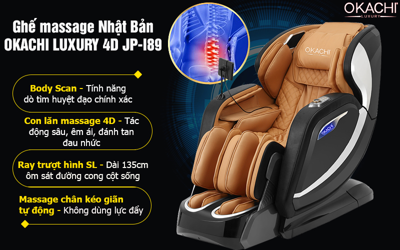 Ghế massage Nhật Bản OKACHI Luxury 4D JP-I89