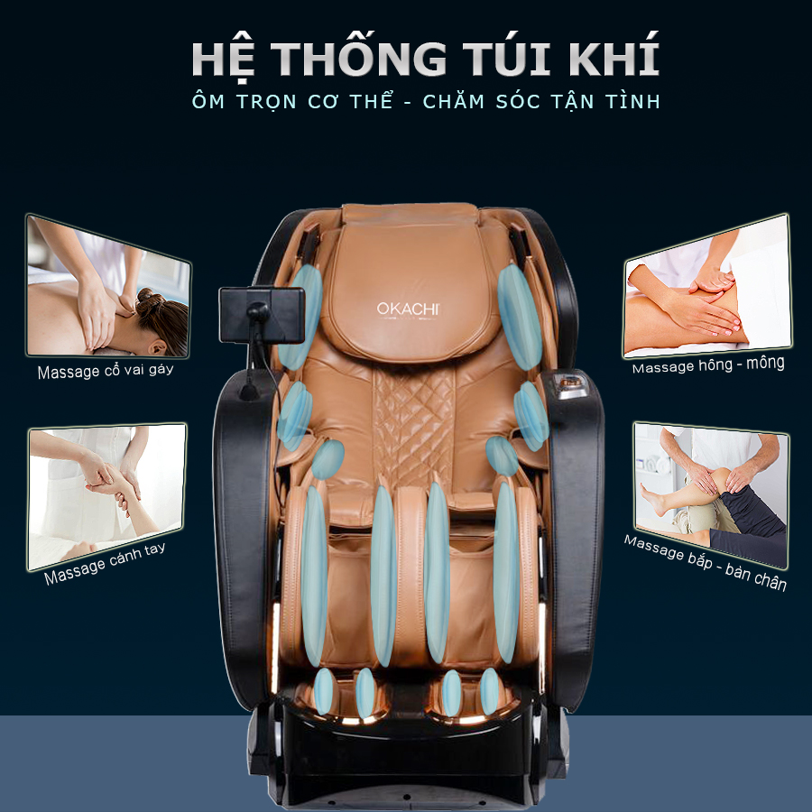 Hệ thống túi khí hỗ trợ massage vai gáy và cánh tay