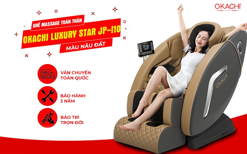 Ghế massage toàn thân OKACHI LUXURY Star JP-I10 màu nâu đất