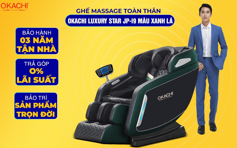 Ghế massage toàn thân OKACHI LUXURY Star JP-I9 màu xanh lá