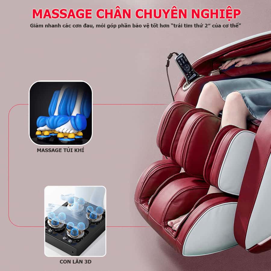 Ghế massage toàn thân OKACHI OTO Essentia ES-05A (màu đỏ)