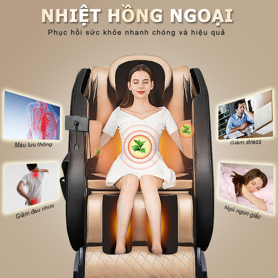 Ghế massage nhiệt hông ngoại giảm stress cho giấc ngủ ngon