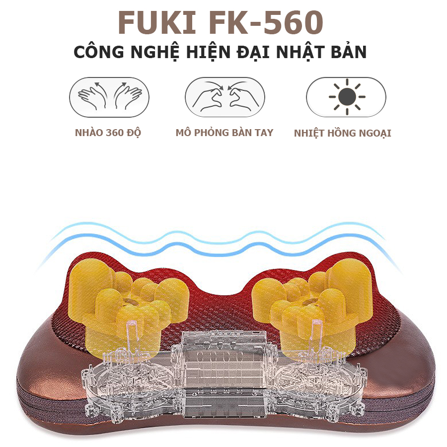 Gối massage hồng ngoại Fuki FK-560 tuỳ chỉnh tốc độ