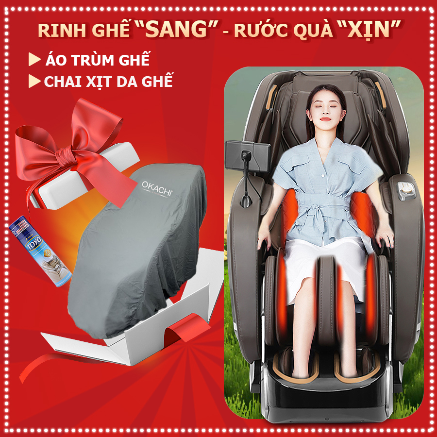 Ghế massage OKACHI luxury JP-I99 màu nâu đen
