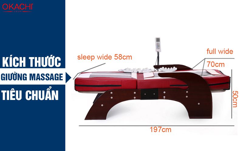 kích thước giường massage tiêu chuẩn