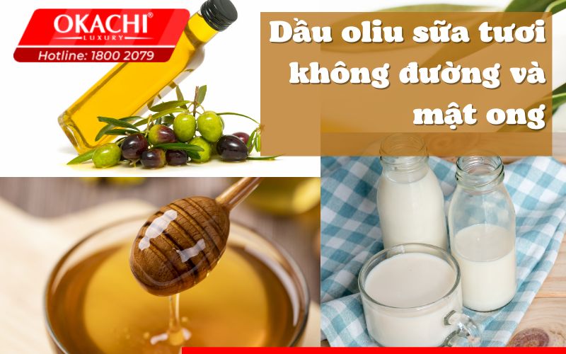 Dầu oliu với sữa tươi không đường và mật ong