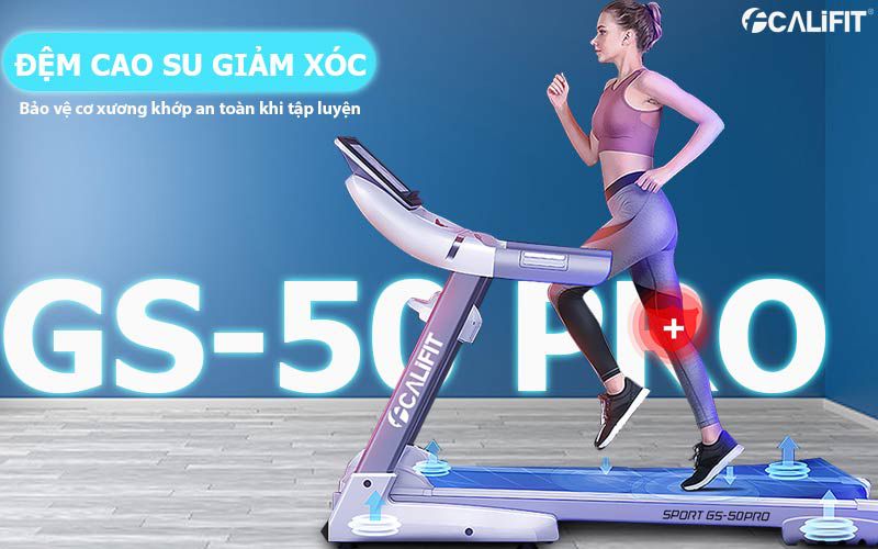 Máy chạy bộ GS 50PRO đệm cao su giảm sóc bảo vệ xương khớp