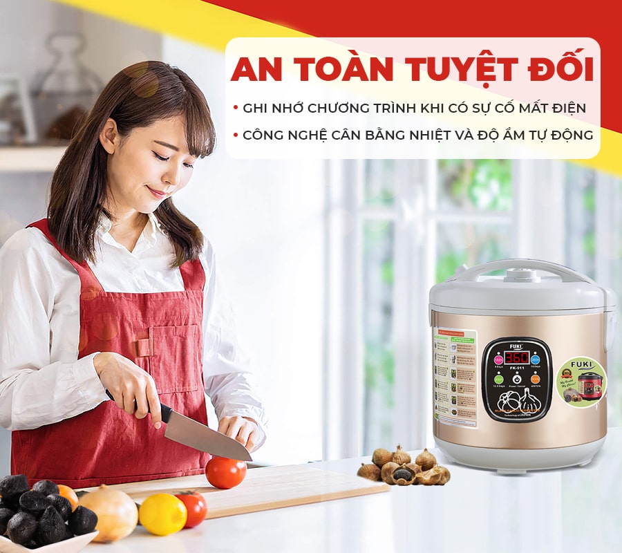 Máy làm tỏi đen Nhật Bản Fuki 6L FK-911 dòng tuỳ chỉnh (Vàng Gold)