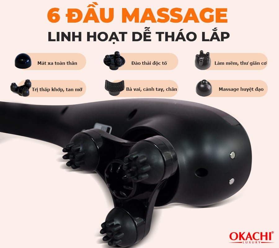 Máy massage cầm tay hồng ngoại OKACHI LUXURY JP-M610 (màu đen)