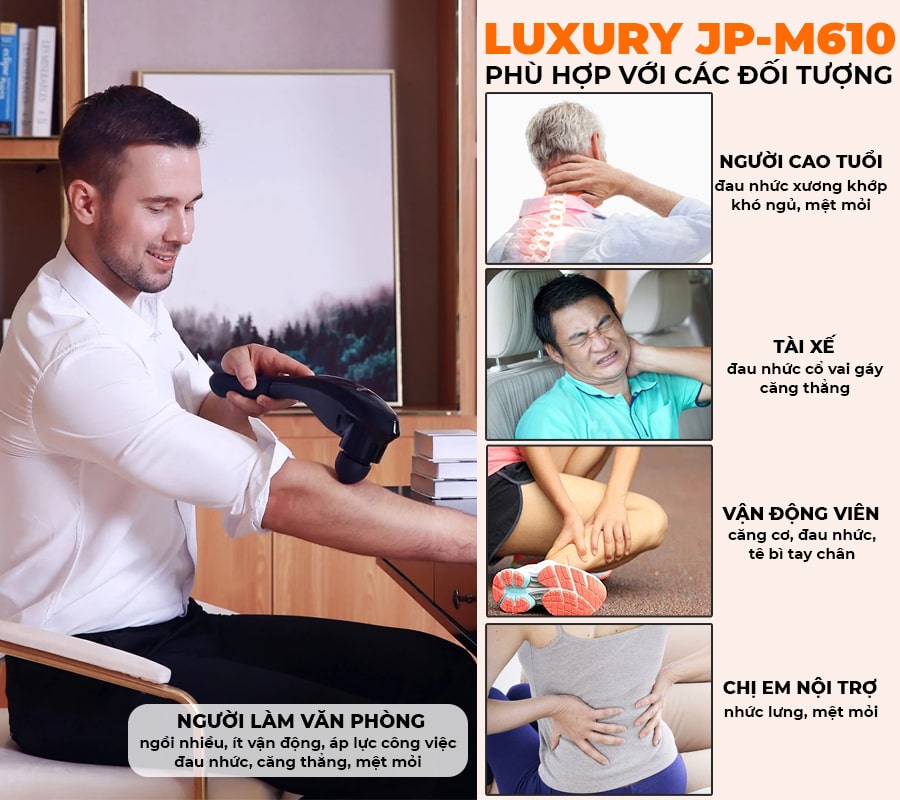 Máy massage cầm tay hồng ngoại OKACHI LUXURY JP-M610 (Trắng)