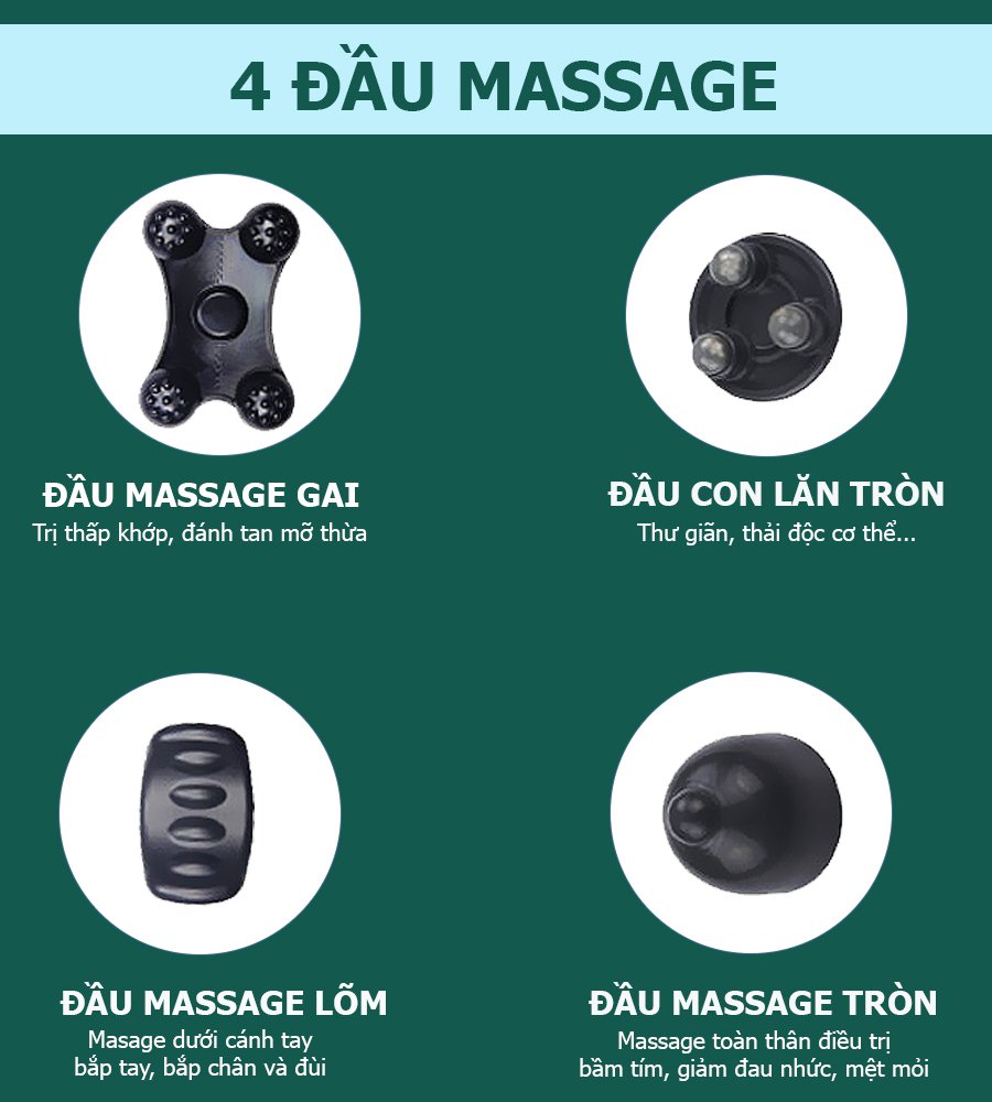 4 đầu massage chuyên dụng