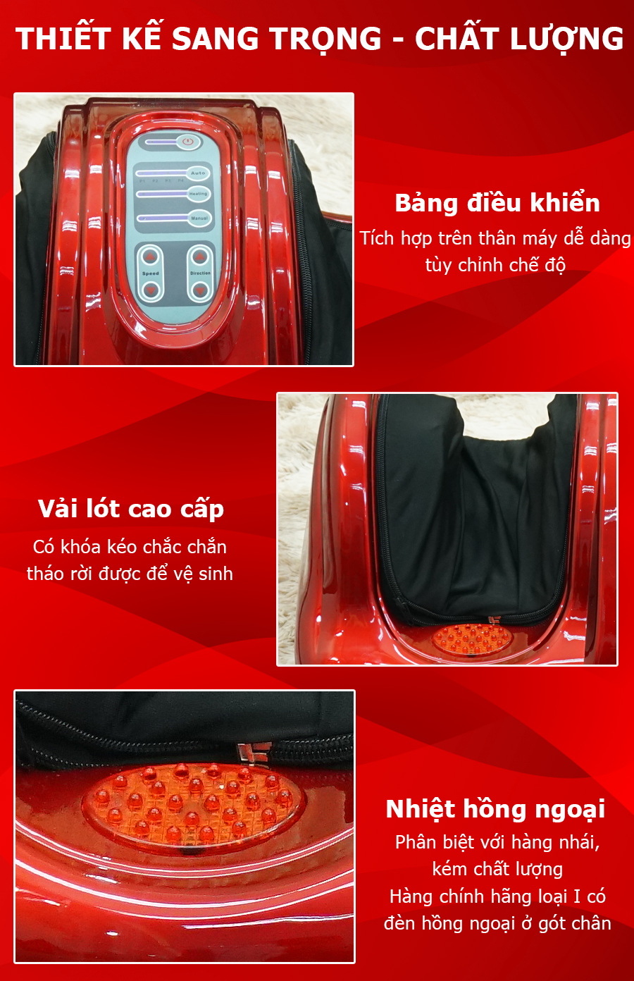 Máy massage chân hồng ngoại Fuki Nhật Bản FK-6811 (màu đỏ)