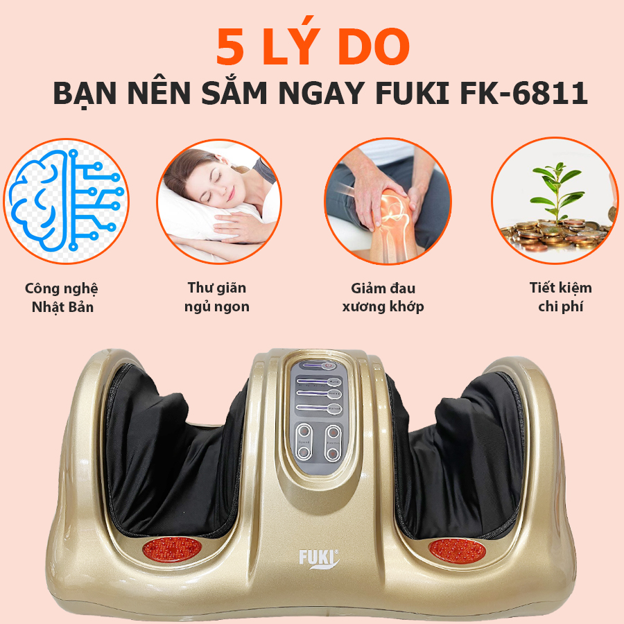 Máy massage chân hồng ngoại Fuki Nhật Bản FK-6811 (màu vàng)