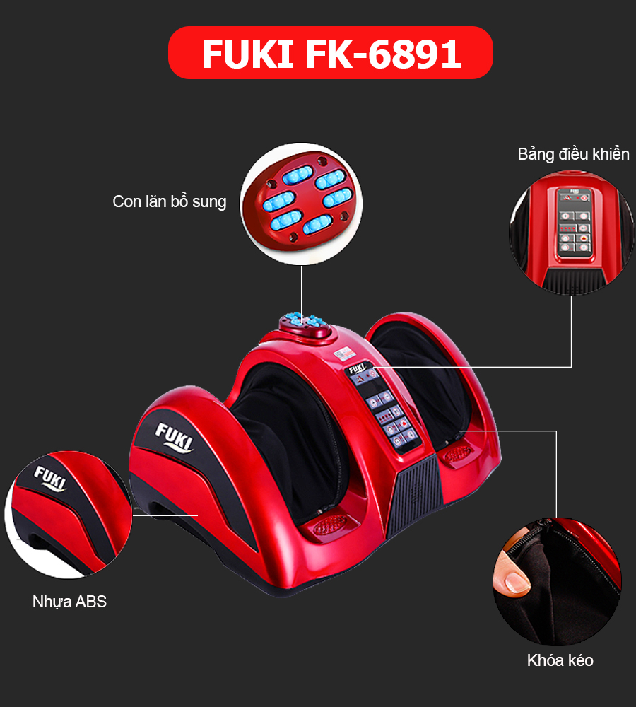 Máy massage chân hồng ngoại Fuki FK-6891 (Đỏ mận)