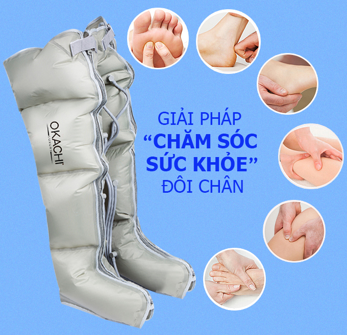 Máy nén ép trị liệu suy giãn tĩnh mạch OKACHI LUXURY JP-3000 Plus chăm sóc sức khoẻ đôi chân
