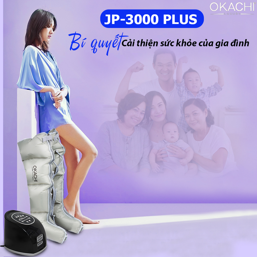 Máy nén ép trị liệu suy giãn tĩnh mạch OKACHI LUXURY JP-3000 Plus (Pin sạc)