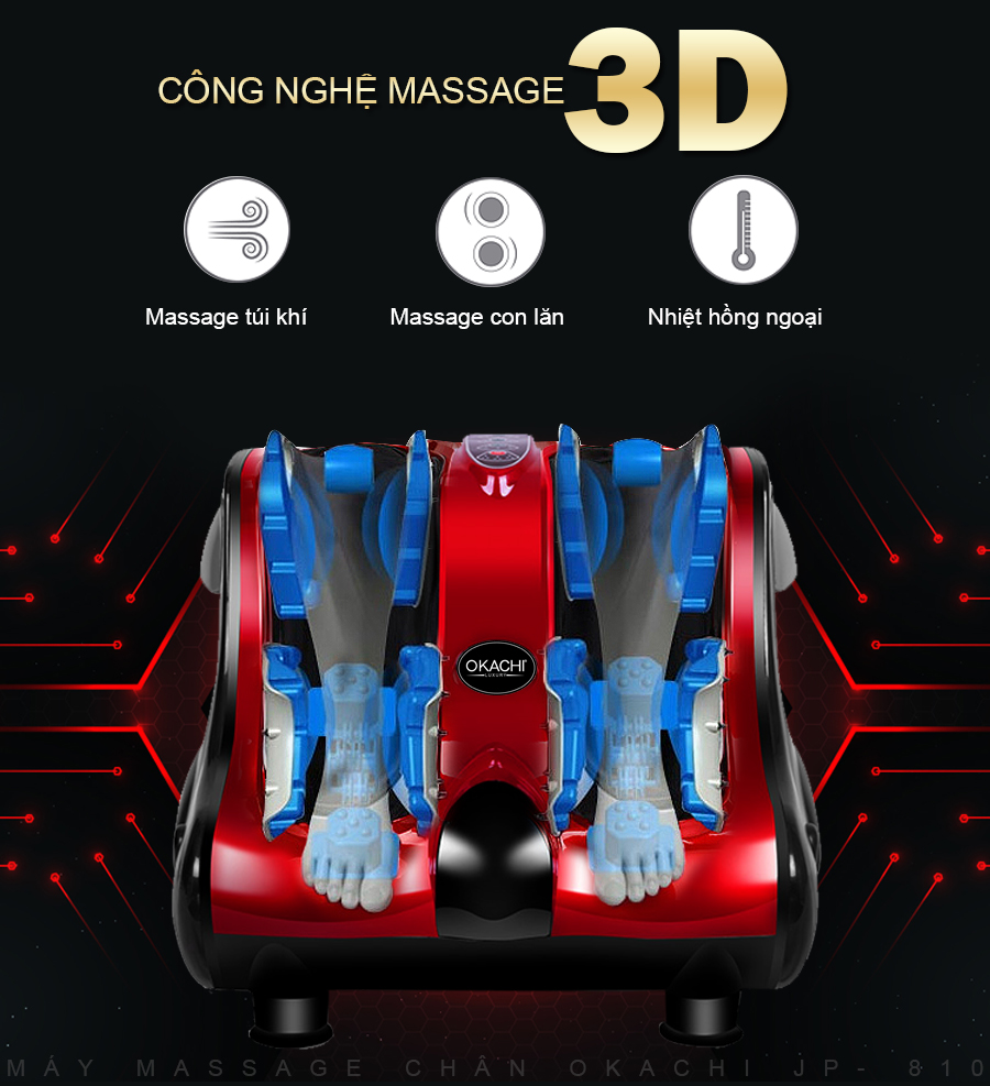 Máy massage chân hồng ngoại 3D OKACHI JP- 810 (4 motor)