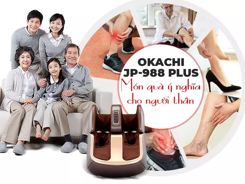 Máy masage chân 4D OKACHI JP-988 Plus màu nâu đồng HIỆN ĐẠI