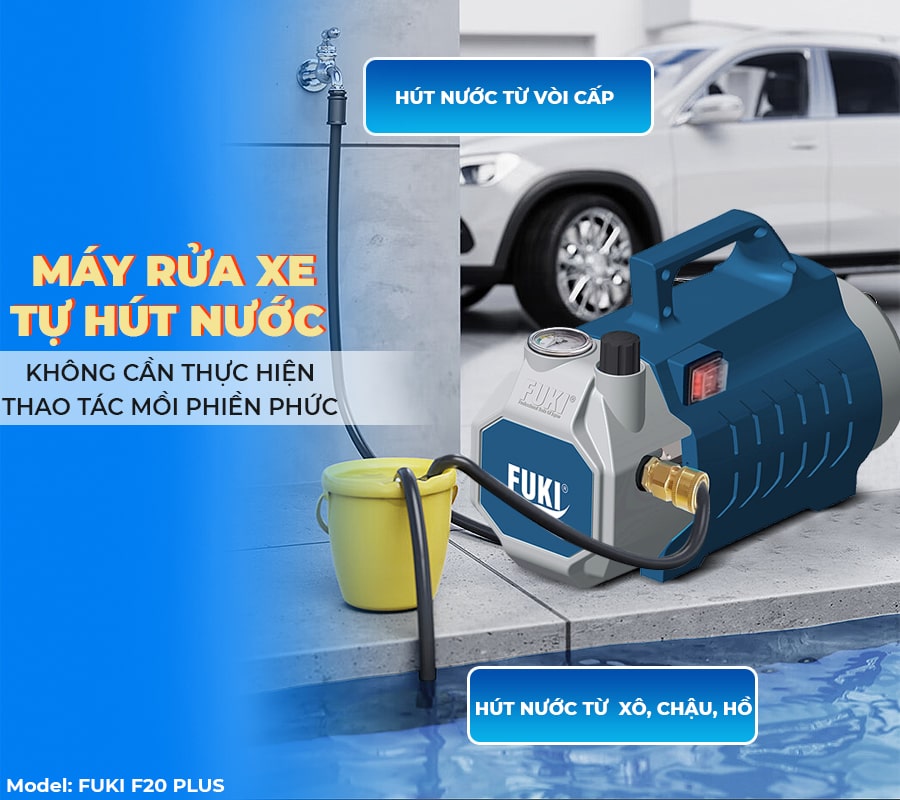 Máy xịt rửa xe cao áp Fuki F20 Plus 2500W (điều chỉnh áp)