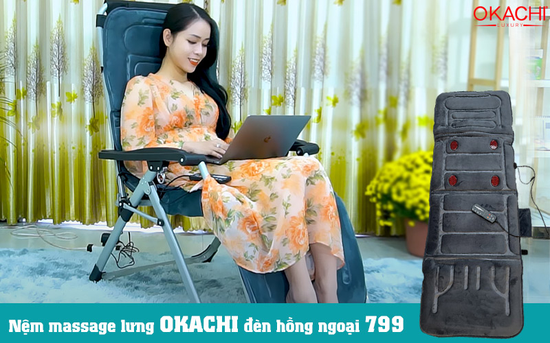 Nệm massage lưng okachi đèn hồng ngoại 799