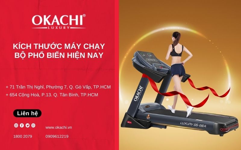 Kích thước máy chạy bộ phổ biến hiện nay
