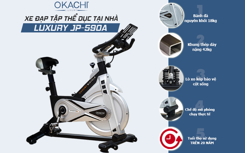 Xe đạp tập thể thao tại nhà cao cấp OKACHI LUXURY JP-590A