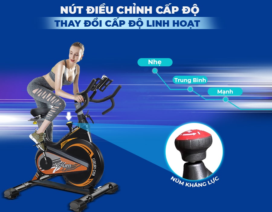 Xe đạp tập Califit Luxury CF-490A (Đen Cam)