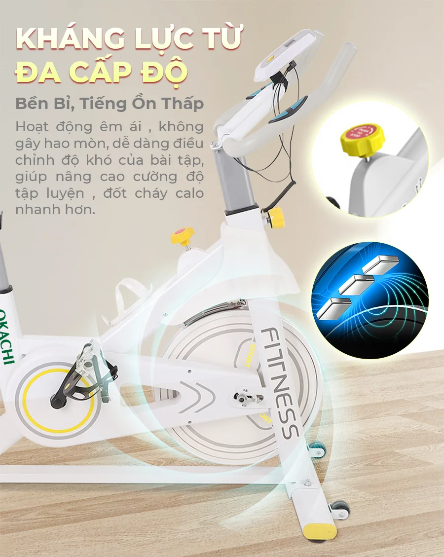 Xe đạp tập thể dục tại nhà OKACHI JP-390A ( màu trắng)
