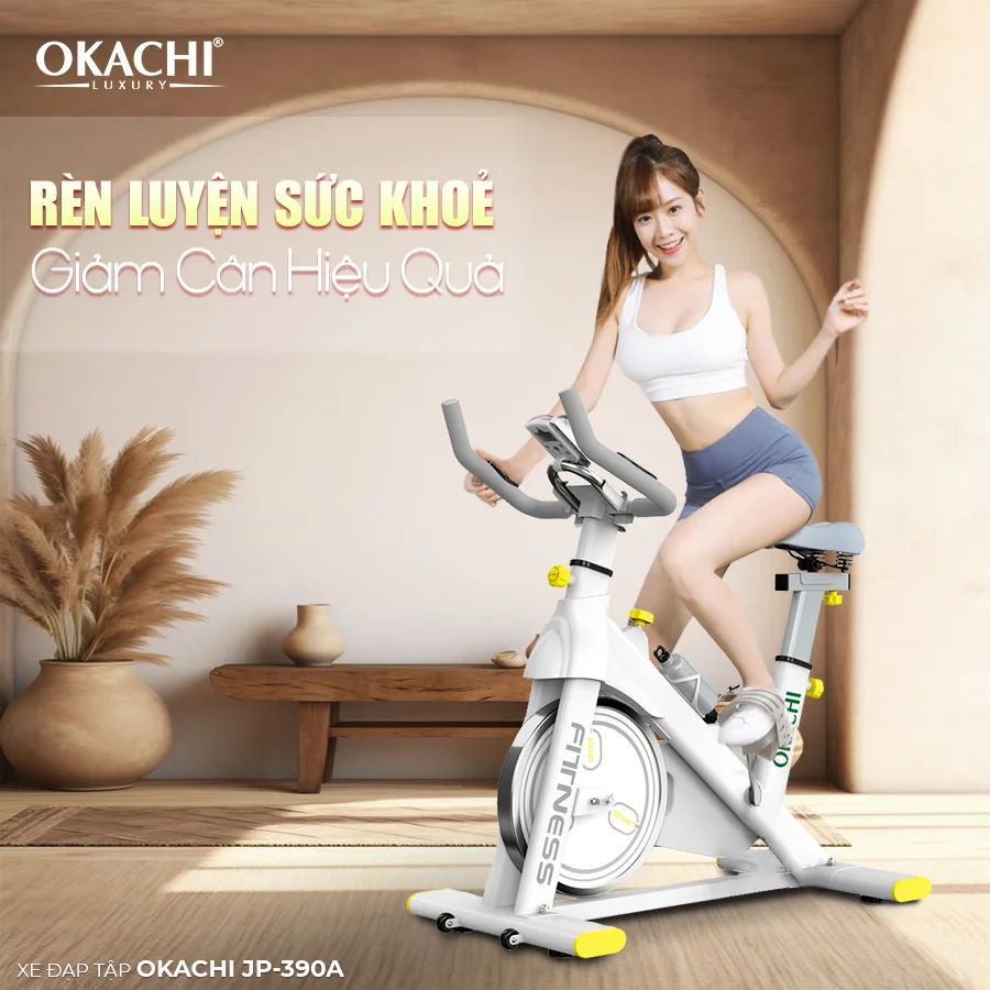 Xe đạp tập thể dục tại nhà OKACHI JP-390A ( màu trắng)