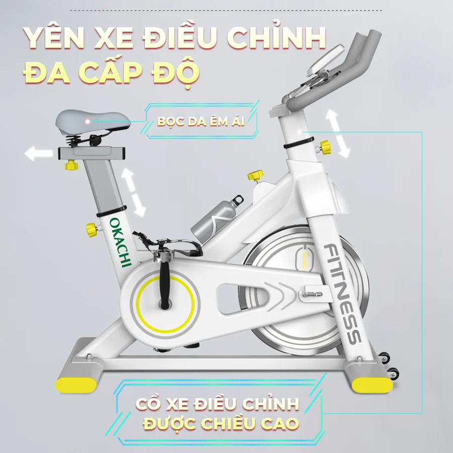 Xe đạp tập thể dục tại nhà OKACHI JP-390A ( màu trắng)