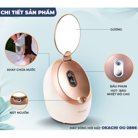 Máy xông hơi mặt OKACHI OG-2886 Cao cấp (Tích hợp gương)3