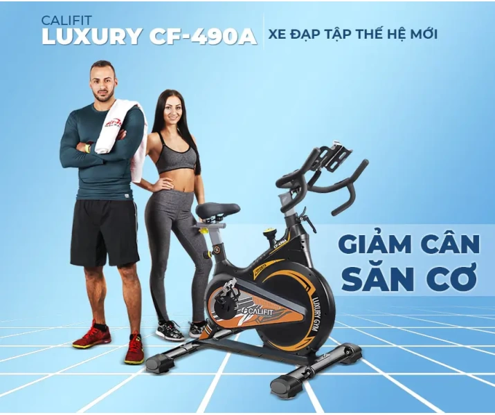 Xe đạp tập Califit Luxury CF-490A (Đen Cam)2