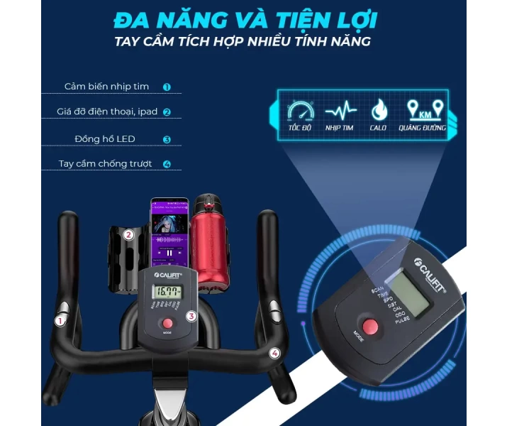 Xe đạp tập Califit Luxury CF-490A (Đen Cam)4