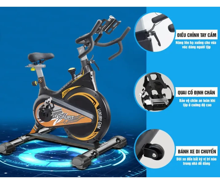 Xe đạp tập Califit Luxury CF-490A (Đen Cam)5