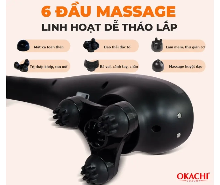 Máy massage cầm tay hồng ngoại OKACHI LUXURY JP-M610 (màu đen)6