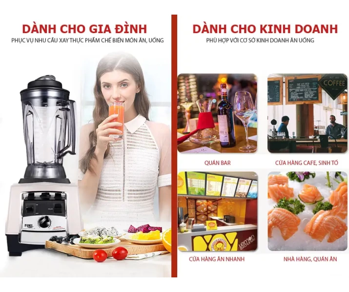 Máy xay sinh tố công nghiệp Fuki FK-3000W (màu trắng)2