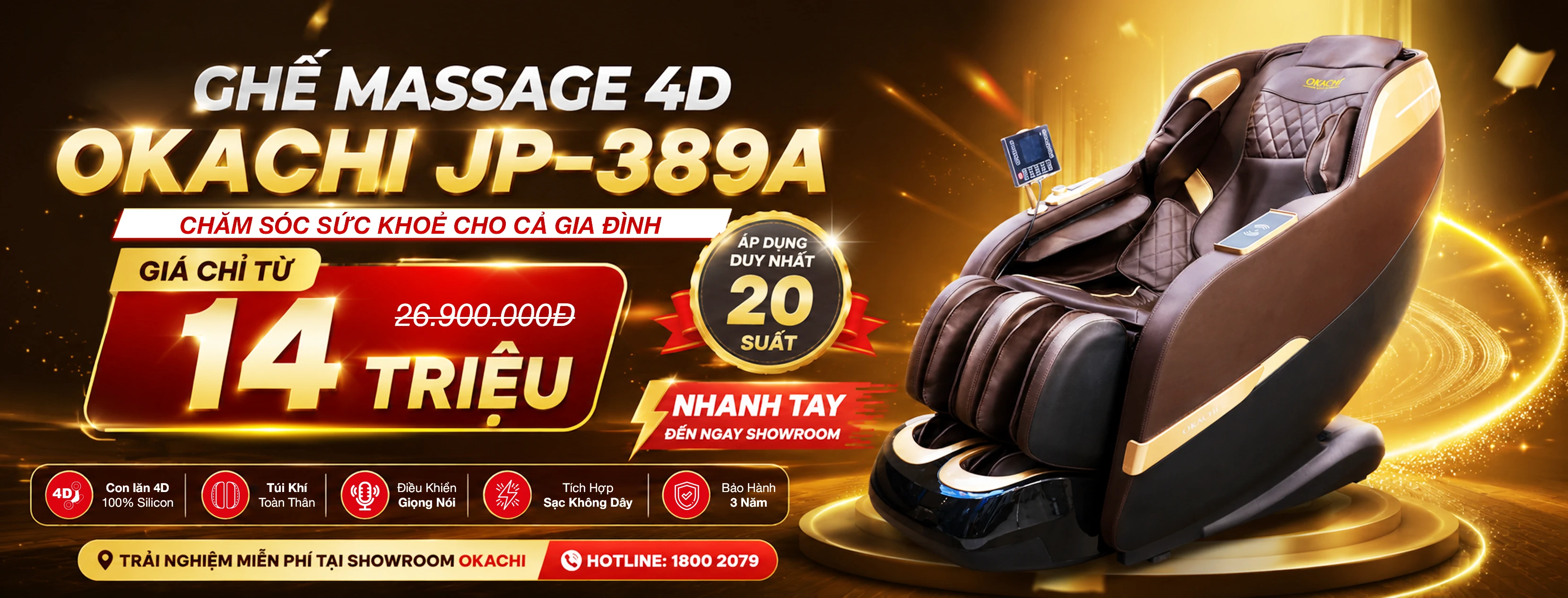 GHẾ MASSAGE OKACHI JP-389A