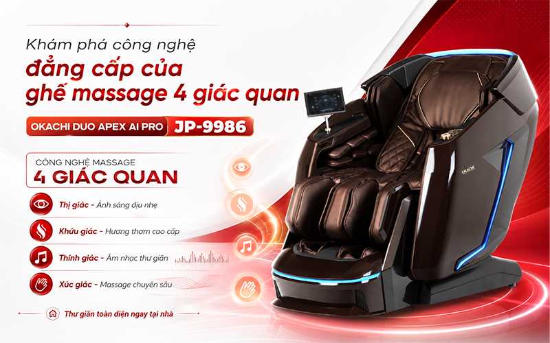 Ghế massage 4 giác quan OKACHI DUO APEX AI PRO JP-9986