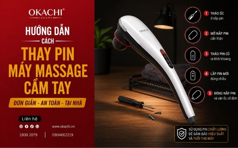 hướng dẫn cách thay pin cho máy massage cầm tay
