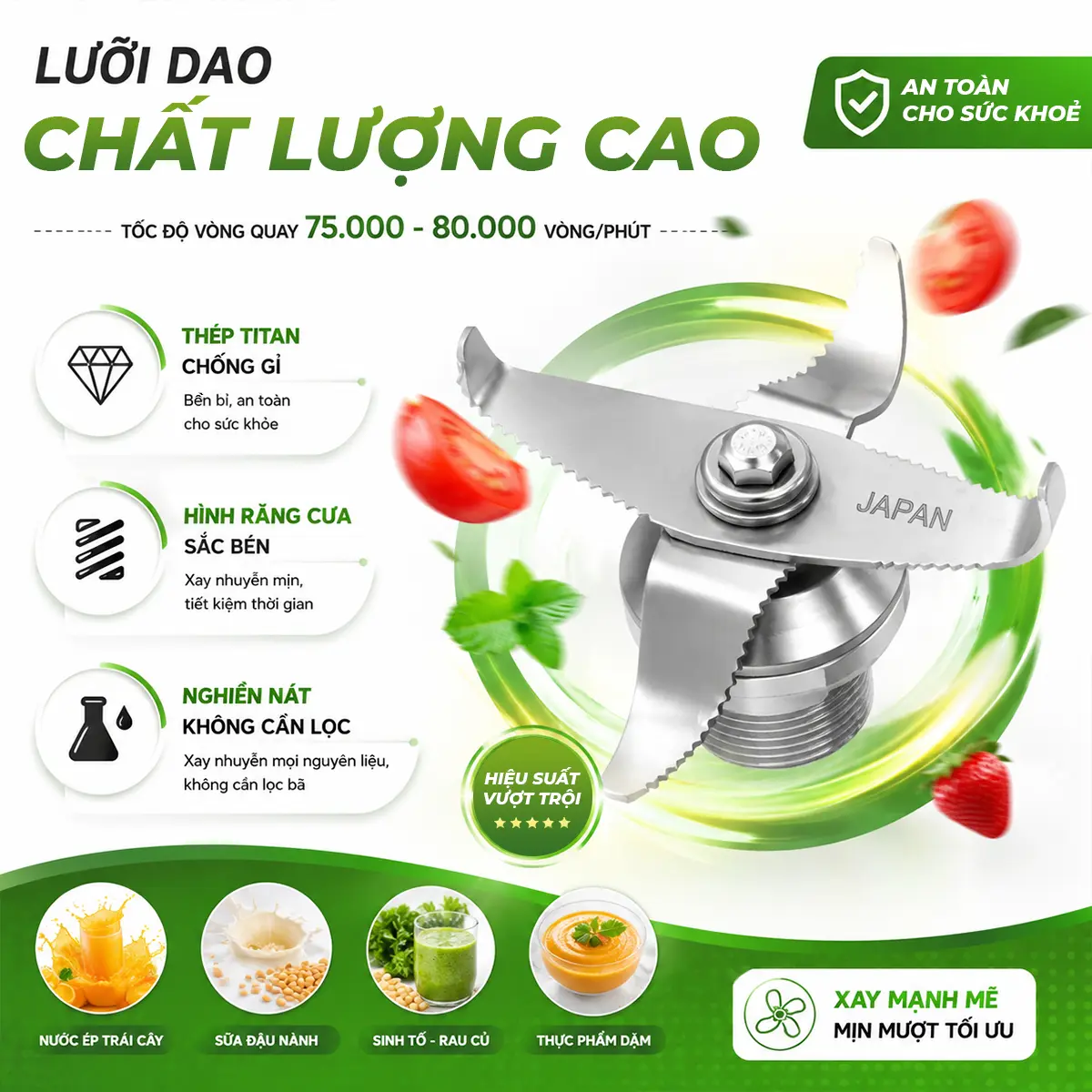 Máy xay sinh tố công nghiệp Fuki FK-3000W (màu trắng) lưỡi dao thép cao cấp