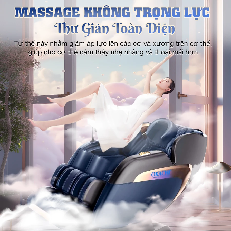 Ghế Massage OKACHI LUXURY JP-388 (xanh) không trọng lực