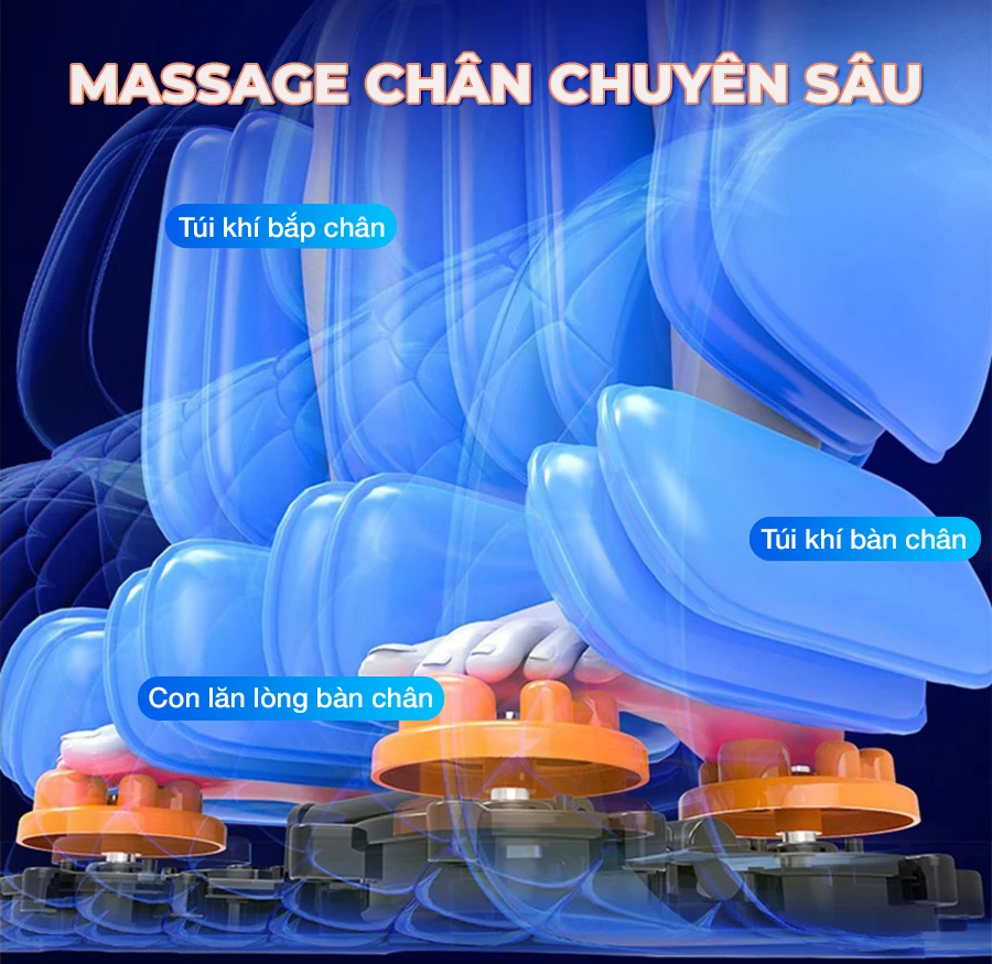 Ghế Massage OKACHI LUXURY JP-388 (trắng nâu) massage chân