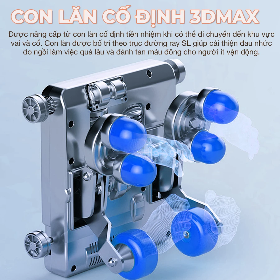 Ghế Massage OKACHI LUXURY JP-388 (trắng nâu) con lăn 3D max