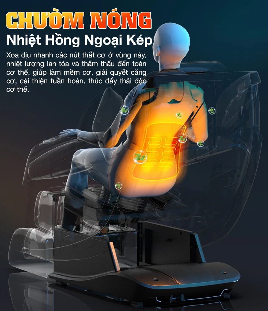 Ghế Massage OKACHI LUXURY JP-388 (xanh) nhiệt hồng ngoại