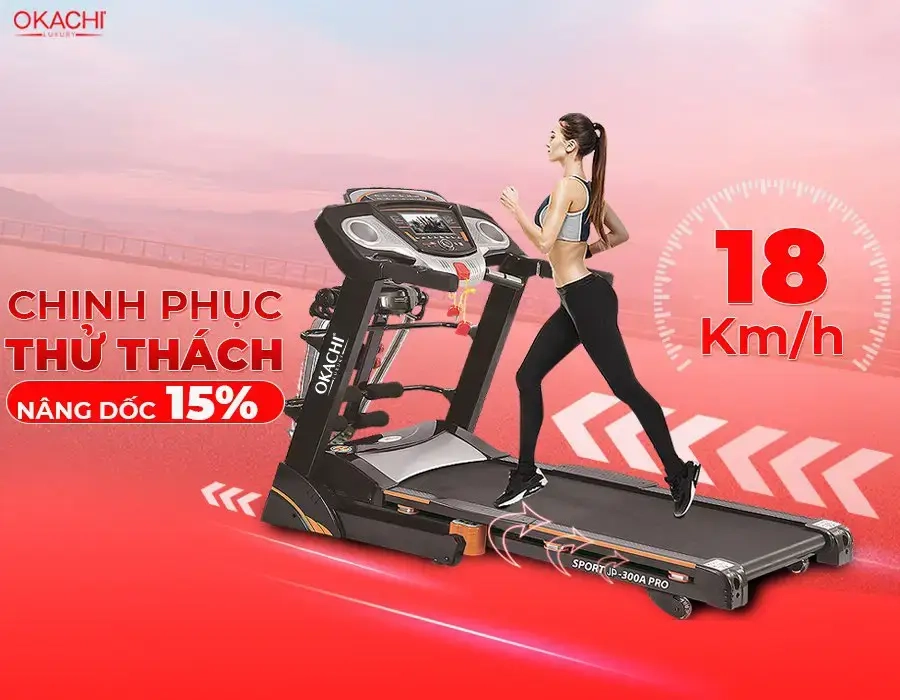 Máy chạy bộ OKACHI JP-300A chế độ nâng dốc